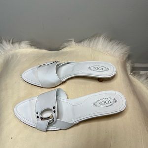 New* white slipper kitten sandals by TOD’S